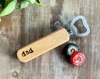 wooden bottle opener, groomsmen gifts personalized gift for Dad, beer bottle opener, step dad fathers day gift from son, beer gifts for men