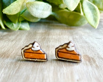 Pumpkin Pie earrings studs, food earrings for girls, fake food, cute birthday gift for best friend, easter basket stuffers for teen girls