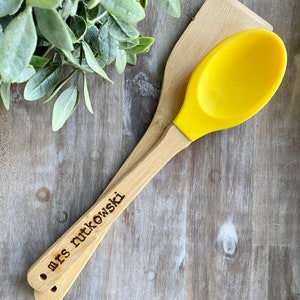 personalized spoon and spatula set, wood utensil set, baking gifts for her, bridal shower kitchen gifts, thank you gifts for teachers