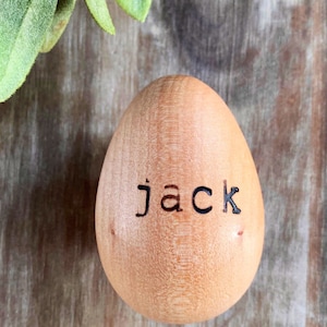 Wooden Egg Personalized, Engraved chicken Egg, grandma birthday gift, Easter Basket Stuffers for kids, Name Egg, spring tiered tray decor