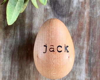 Wooden Egg Personalized, Engraved chicken Egg, grandma birthday gift, Easter Basket Stuffers for kids, Name Egg, spring tiered tray decor