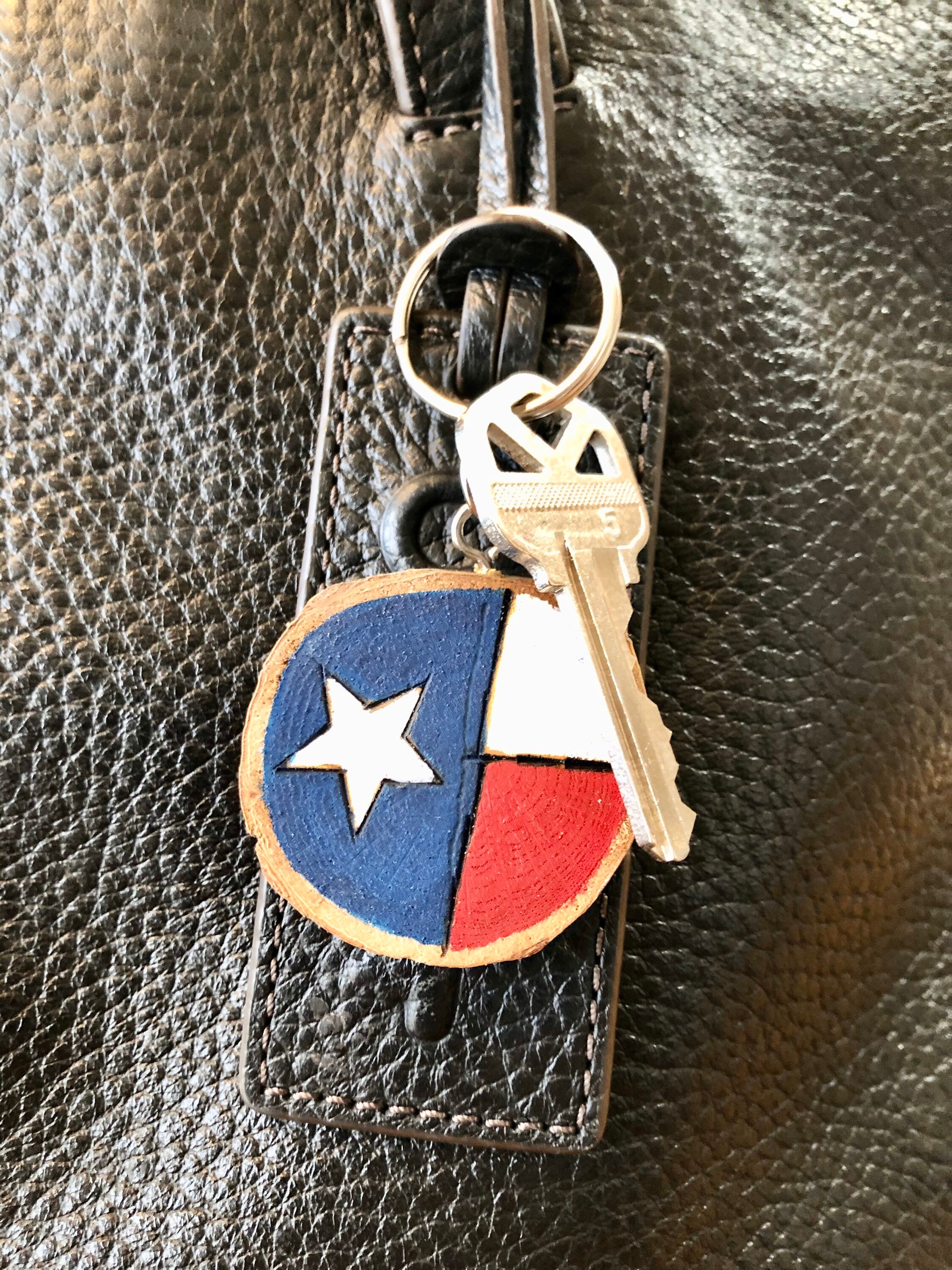 Texas flag keychain wood slice keychain Texas girls trip Etsy