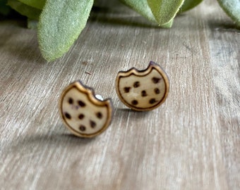 Chocolate chip cookie earrings stud, food earrings for girls, cute birthday gift for best friend, valentines gift for teen girls
