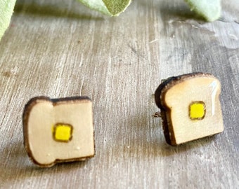 Toast earrings studs, food earrings for girls, bread and butter, cute birthday gift for best friend, easter basket stuffers for teen girls