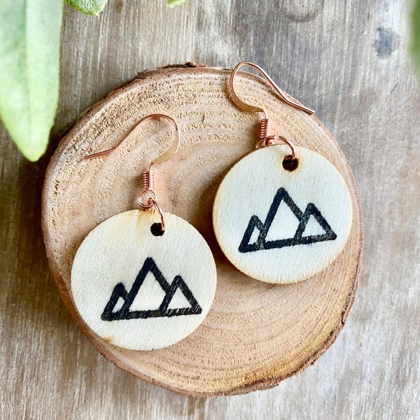 mountain earrings dangle, eco friendly jewelry, cute birthday gift for sister, colorado gifts for her, denver gifts, hiking gifts for women