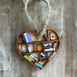 Miniature bookshelf christmas ornaments, tiny books for shelves, Best friend birthday gift for her, book lover gifts, librariancore, booktok