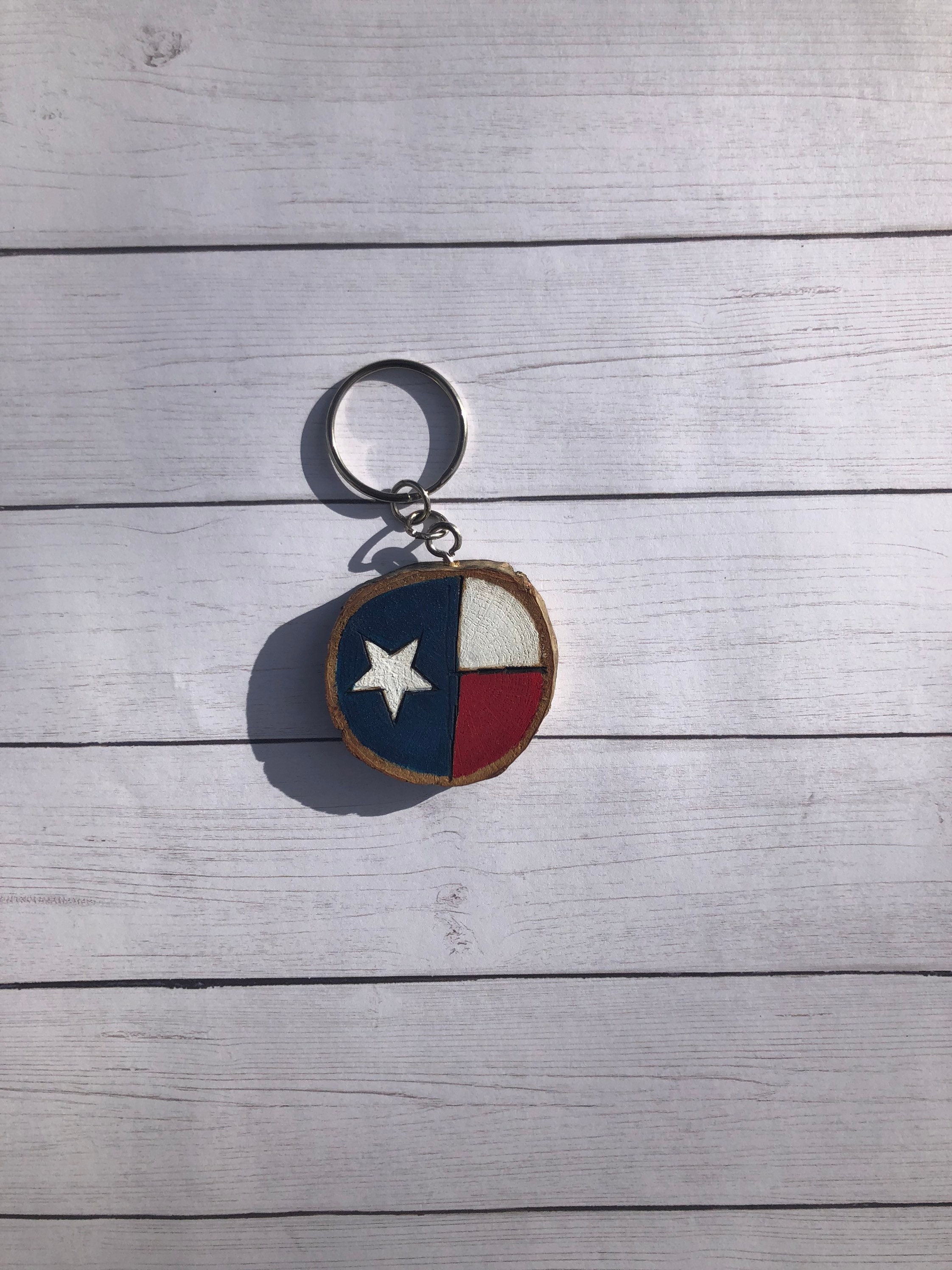 Texas flag keychain wood slice keychain Texas girls trip Etsy
