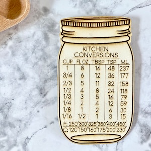 Kitchen conversion chart, baking measurements magnet, baking gifts for her, best friend bridal shower gift, fifth anniversary gifts for wife