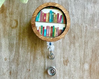 miniature books badge reels, retractable ID badge reel holder cute, book lover gifts for women, teacher gift from student, librarian gift