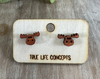 Moose earrings stud, animal earrings for girls, cute birthday gift for best friend, outdoorsy gifts for her, colorado gifts