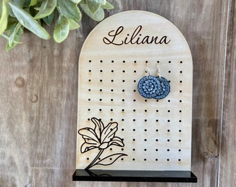 Jewelry holder for women personalized, cute best friend birthday gift for her, boho earring stand display, dorm decor for girls, floral stan