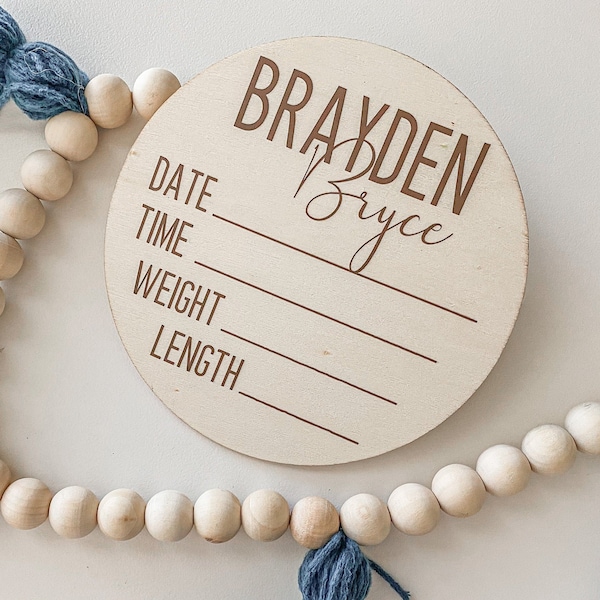 Newborn Baby Announcement | Birth Stats Sign | Name Wood Sign | Newborn Gift