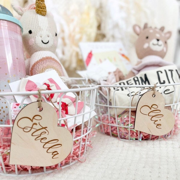 Valentines Day Tags | Heart Tags | Gift Tags | Basket Tags | Wooden Name Tags | Valentine's Day Basket Tag