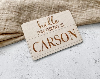 Hello My Name Is Wooden Cutout | Newborn Name Tag | Birth Announcement | Hello My Name Is Wood Tag | Newborn Name Announcement