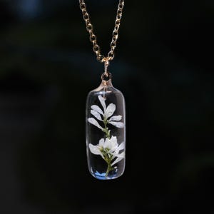 January Birth Flower Snowdrop Necklace, Dainty Real Flower Tiny Necklace, Personalized Birthday Jewelry, Cute January Birthday Gift For Her