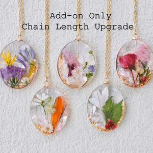 Kettenlänge und Birthstone Upgrade Nur, personalisierte Geburts-Blumenstrauß-Halskette, gepresste Blumen-Anhänger-Halskette, echte Blumen-Halskette