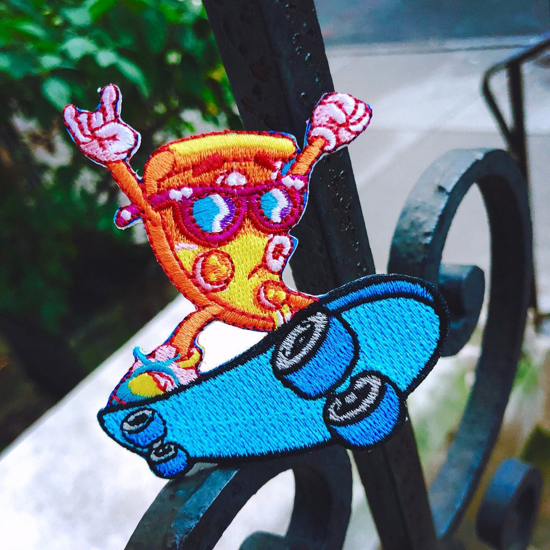 Skateboard Patch Pizza Patch Skateboarding Patch Iron on Etsy