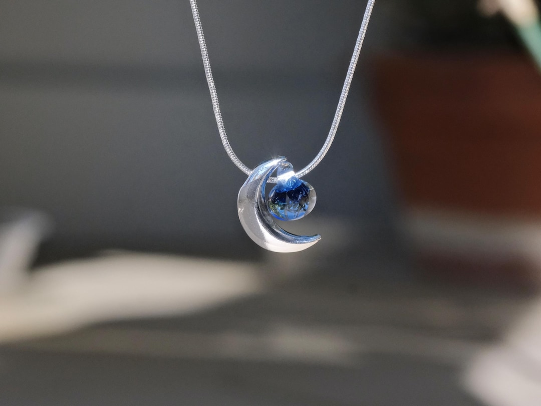Crescent Moon Necklace in Sterling Silver With Crystal Stone, Cute ...