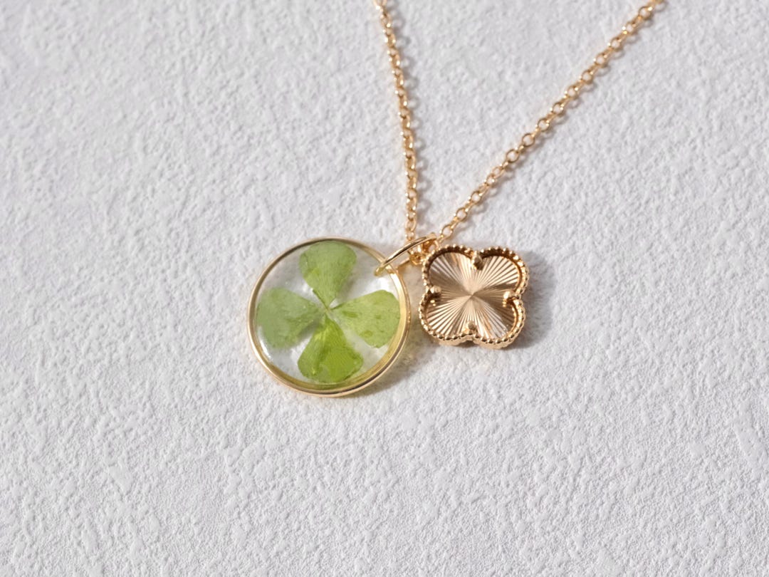 Real Four Leaf Clover Necklace, Good Luck Clover Jewelry, St. Patrick's ...