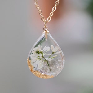 January Birth Flower Snowdrop Necklace, Handmade Birth Month Real Flower Necklace, Personalized Birthday Jewelry, January Birthday Gift