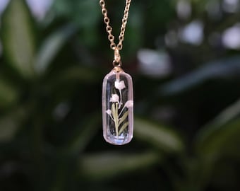 Colar com Lírio-do-vale, flor de nascimento de maio, delicado colar com flor do mês de nascimento, joia personalizada para presente de aniversário de maio.