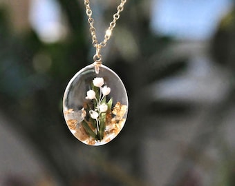 May Birth Flower Lily Of The Valley Necklace, May Birth Month Flower Necklace, Personalized Birthday Jewelry, May Birthday Jewelry Gift