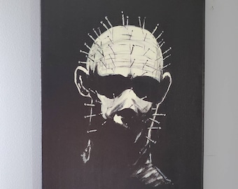 Hellraiser 9 x 12 Acrylic Painting (Pinhead Glow In the Dark )