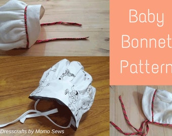 Baby Bonnet Pattern by DressCrafts 0-3 Months - PDF Pattern - Digital Download