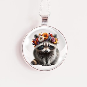 Raccoon Necklace, Wildlife Jewelry, Woodland Animal,