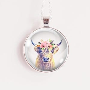 Highland Cow Necklace, Farm Animal Jewelry, Western Gift for Her