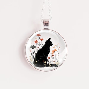 Black Cat Necklace, Cats Jewelry, Animal Lover Gift,