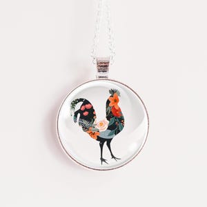 Rooster Necklace, Farm Animal Pendant, Rustic Jewelry,