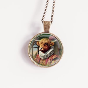 Highland Cow Necklace, Farm Animal Jewelry, Animal Lover Gift,