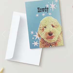 Goldendoodle Greeting Cards, Goldendoodle "Howdy" (Box of 10) Doodle Dog Cards, Golden Doodle, Greeting Cards, Dog Stationery, Dog Notecards