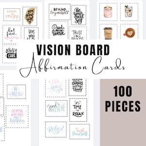 Cartes Vision Board | Imprimables Vision Board | Tableau d'ambiance | Kit de cartes de mots affirmation Vision Board Abondance manifeste PDF Téléchargement instantané