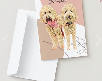 Golden Doodle Greeting Card, Dog Art Card, Original Artwork, Blank Inside