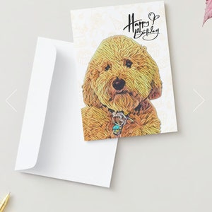 Goldendoodle Greeting Cards, Birthday Cards Box of 10, Doodle Dog Cards, Golden Doodle Dog Birthday Cards, Paws and Celebrate Birthday Card