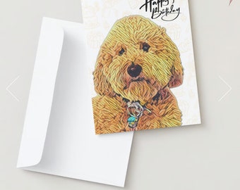 Boîte de 10 cartes de voeux Goldendoodle, cartes d'anniversaire, chien, cartes d'anniversaire chien Golden Doodle, pattes et carte de fêter un anniversaire