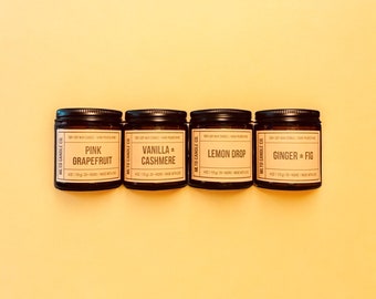 Candle Sampler Pack | 4 Scented Soy Candles | Handmade | Small Batch | Dye Free | Nontoxic