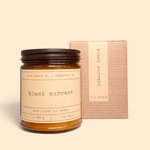 Black Currant Soy Candle | Black Currant, Black Tea, Tonka Bean, Jasmine Scented Candle | Handmade | Rainy Day Candle | Vegan Non-Toxic