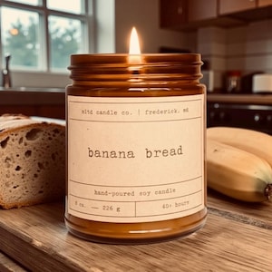 Banana Bread Soy Candle: Banana, Walnut, Cinnamon, Vanilla Scent