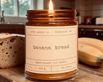 Banana Bread Soy Candle: Banana, Walnut, Cinnamon, Vanilla Scent