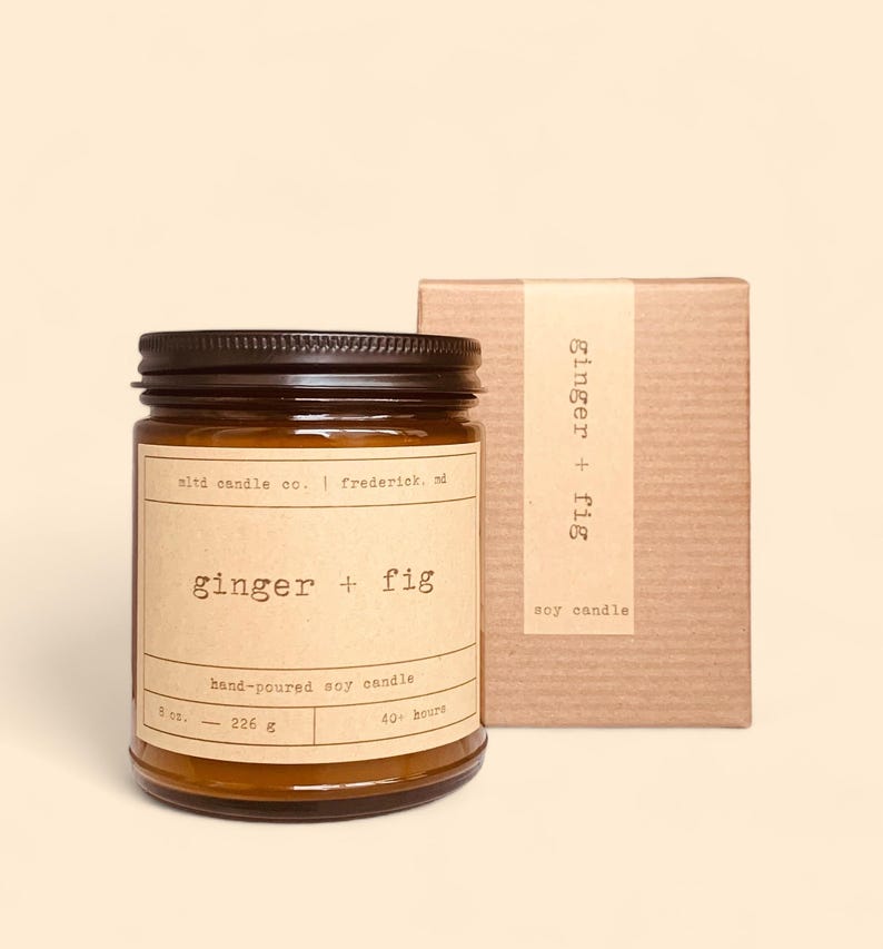 Ginger + Fig Soy Candle | with Peach Scent image 1