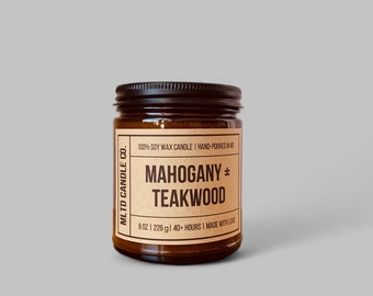 Mahogany + Teakwood Soy Wax Candle | Hand-Poured | Small Batches | Scented Candle