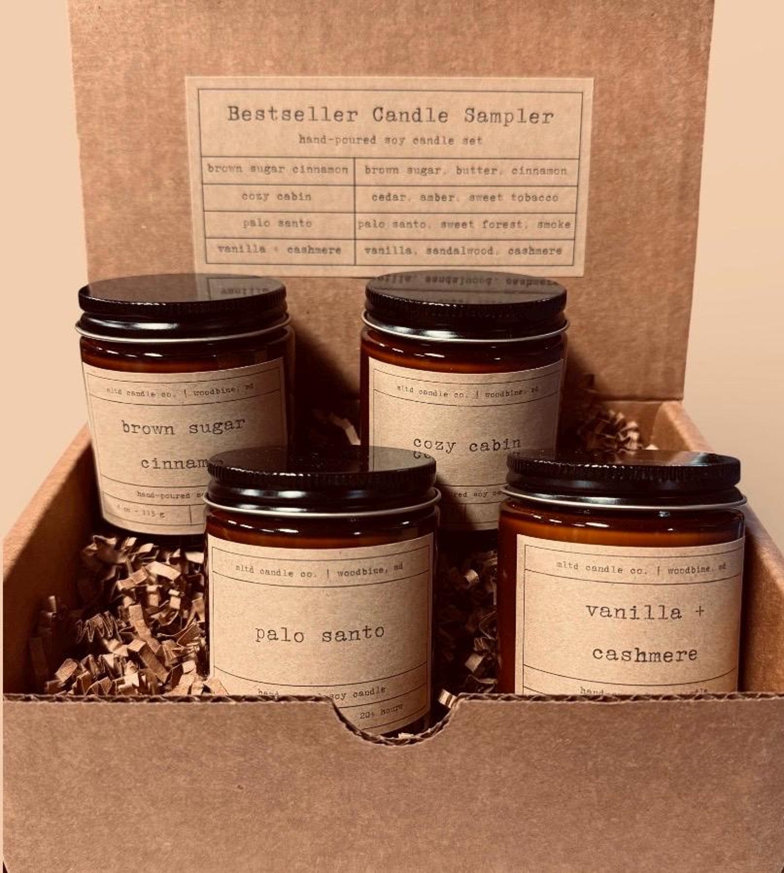 Bestseller Candle Sampler Pack | Set of 4 Mini Rustic Soy Candles