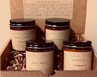 Bestseller Candle Sampler Pack | Set of 4 Mini Rustic Soy Candles