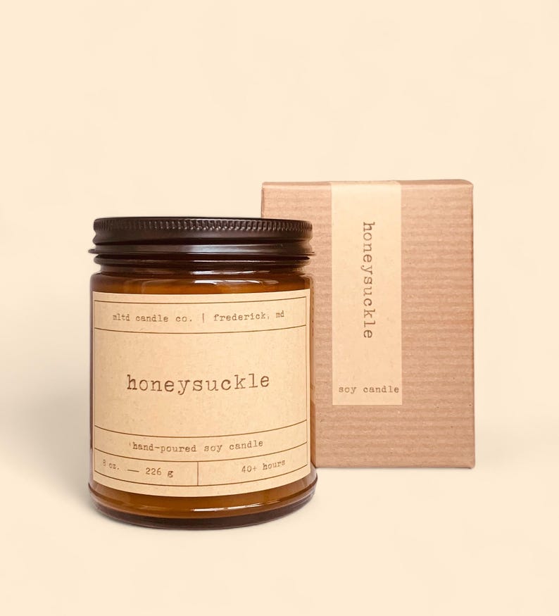 Honeysuckle Soy Candle: Honeysuckle, Jasmine Scent 画像 3