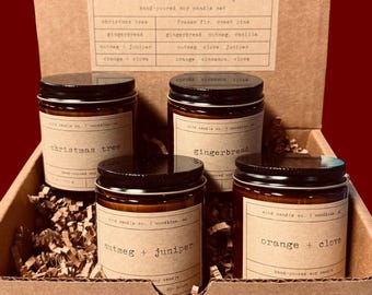 Christmas Candle Sampler | Set of 4 Mini Holiday Soy Candles