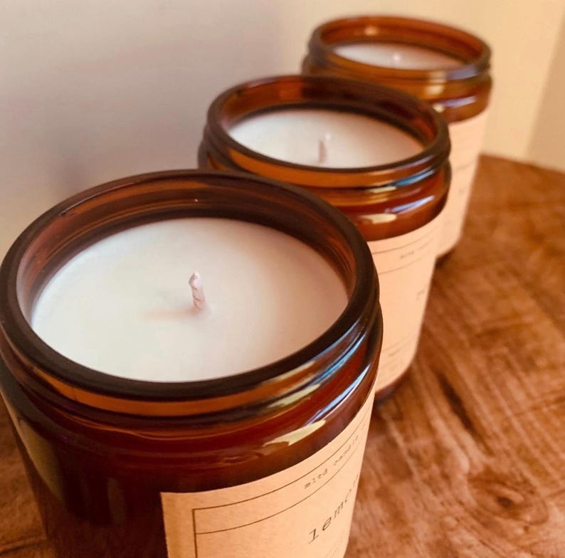 Ginger + Fig Soy Candle | with Peach Scent image 4