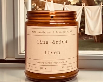 Line-Dried Linen Soy Candle: Cotton Blossom, Crisp Linen Scent